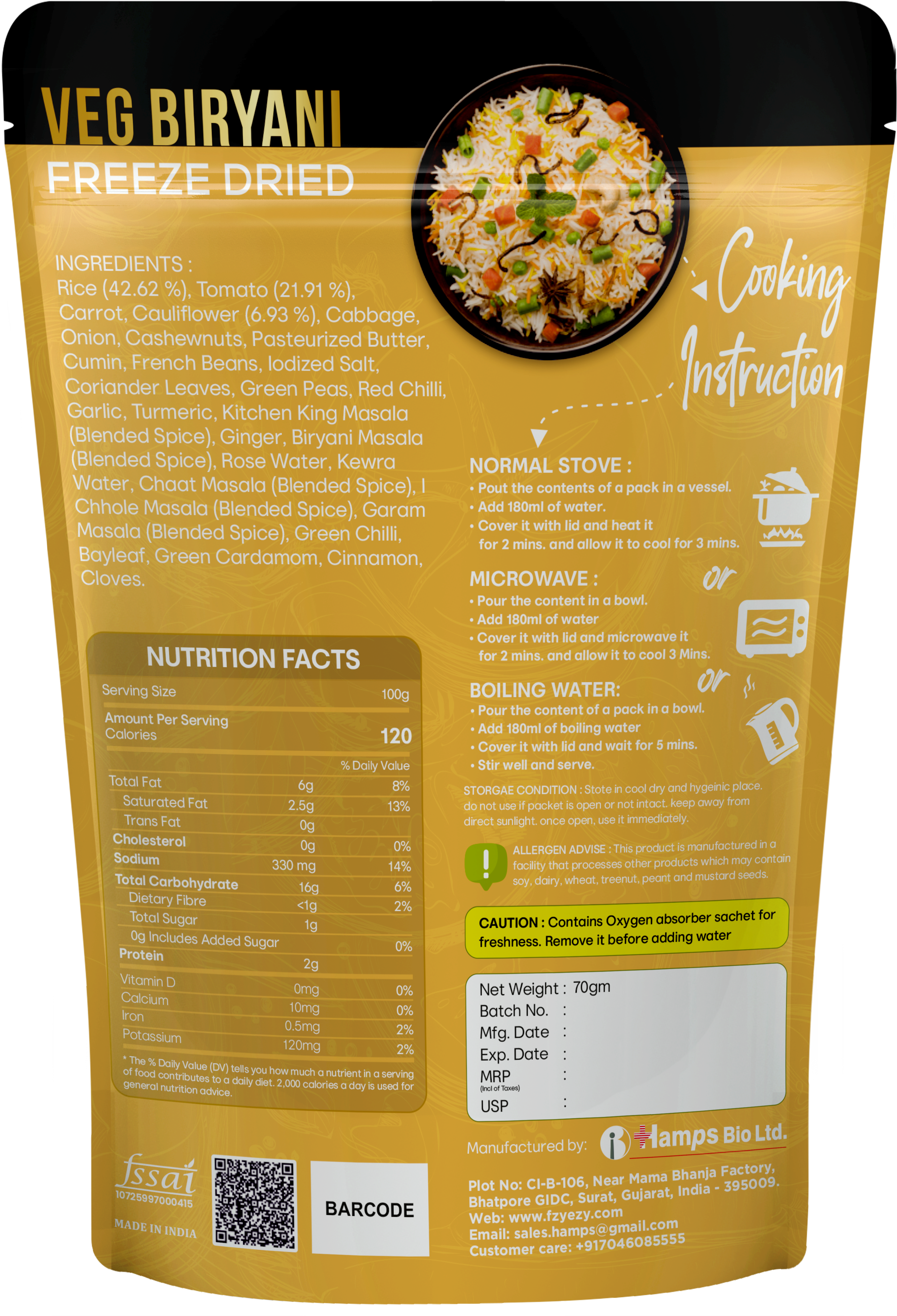FzyEzy Freeze-Dried Veg Biryani