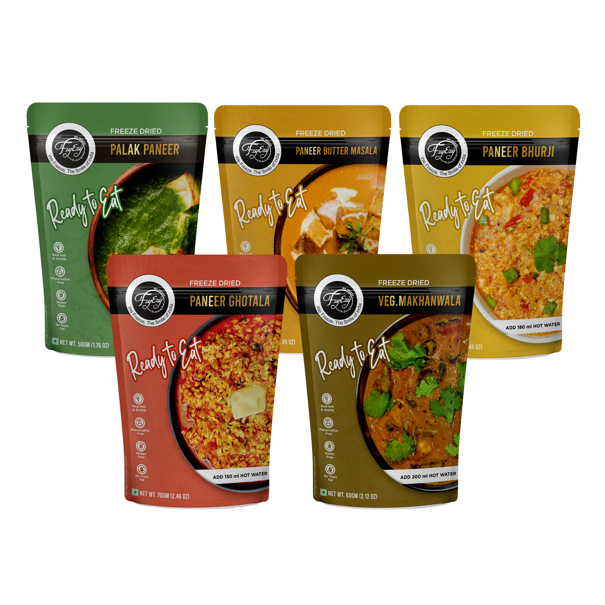 FzyEzy Ready-to-Eat Sabji Combo – 5 Meals Pack | Authentic Indian Vegetable Delights