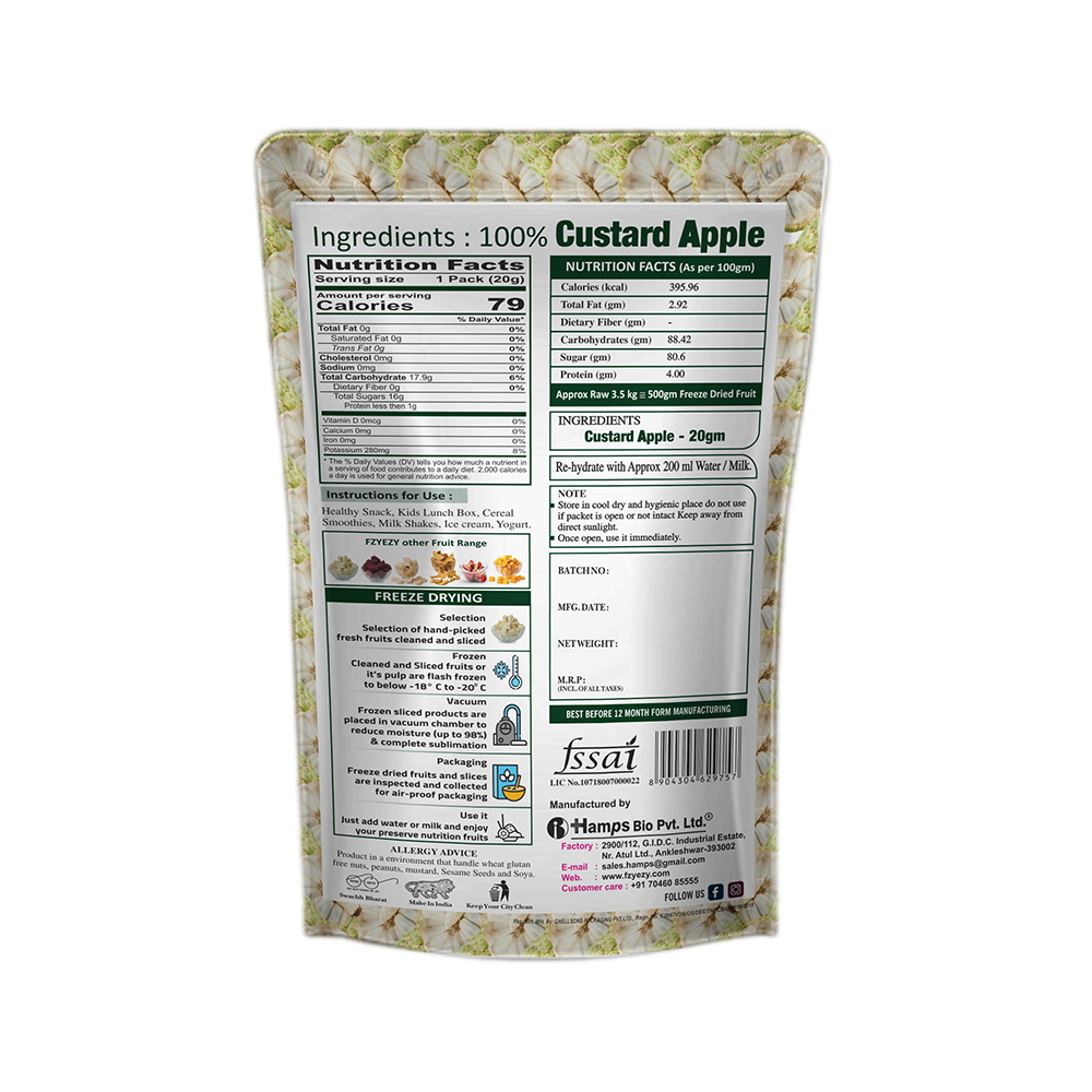 Premium Freeze Dried Custard Apple Cubes