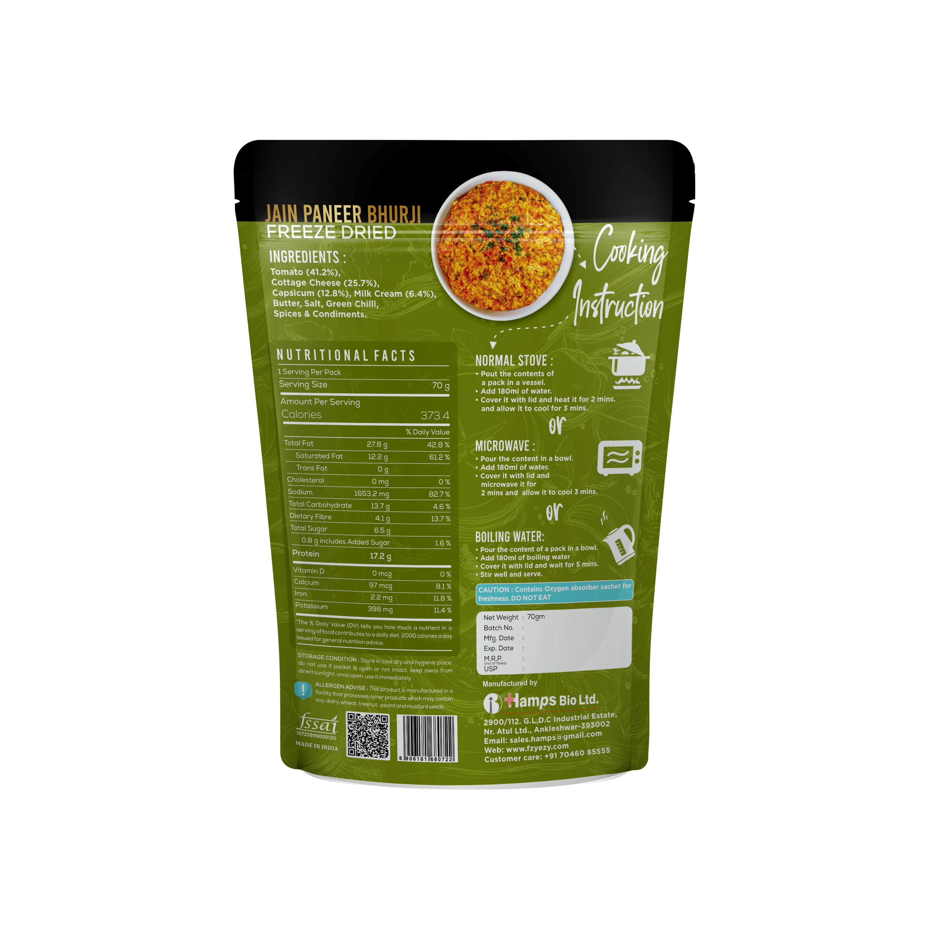 Freeze Dried Jain Paneer Bhurji