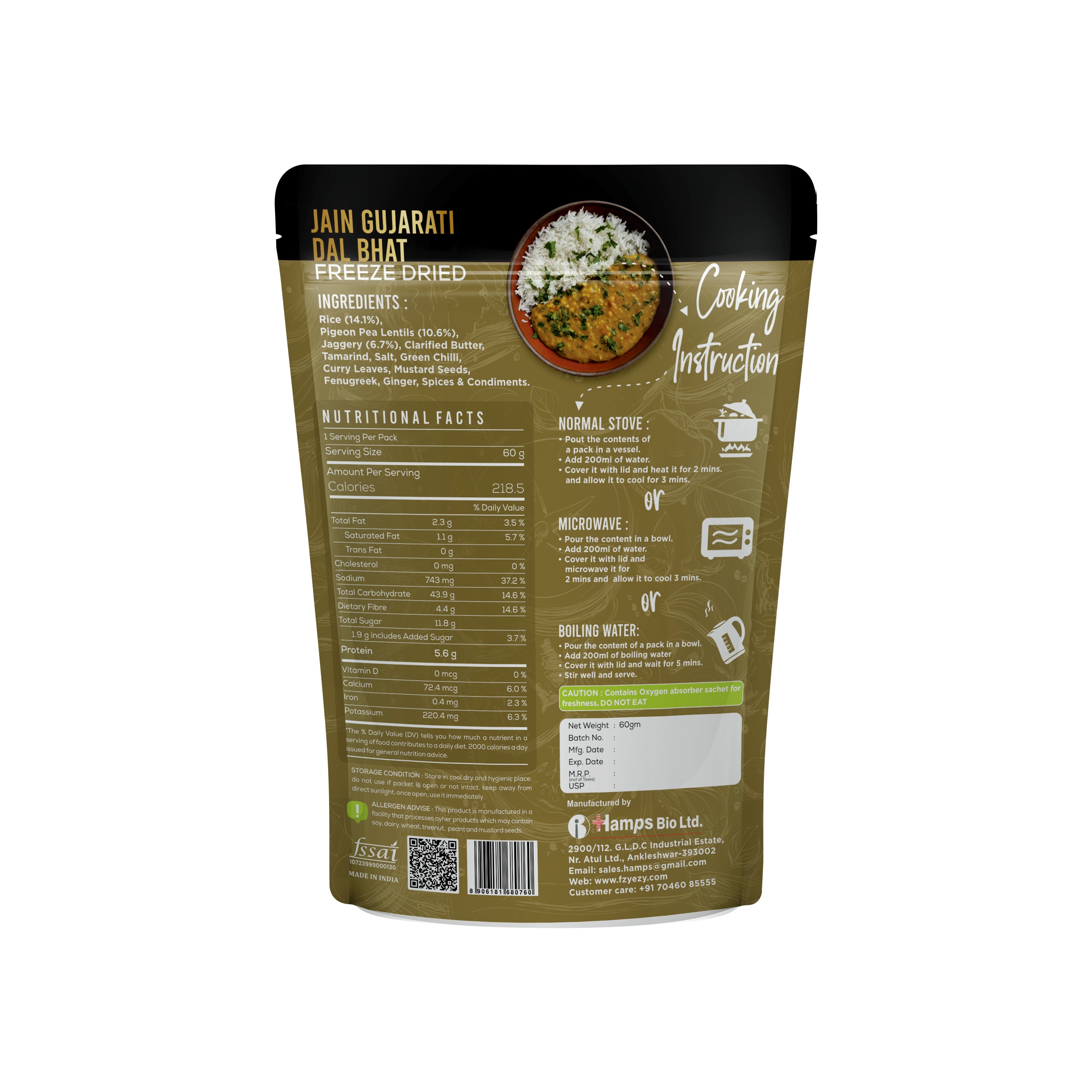 Freeze Dried Gujarati Dal Bhat