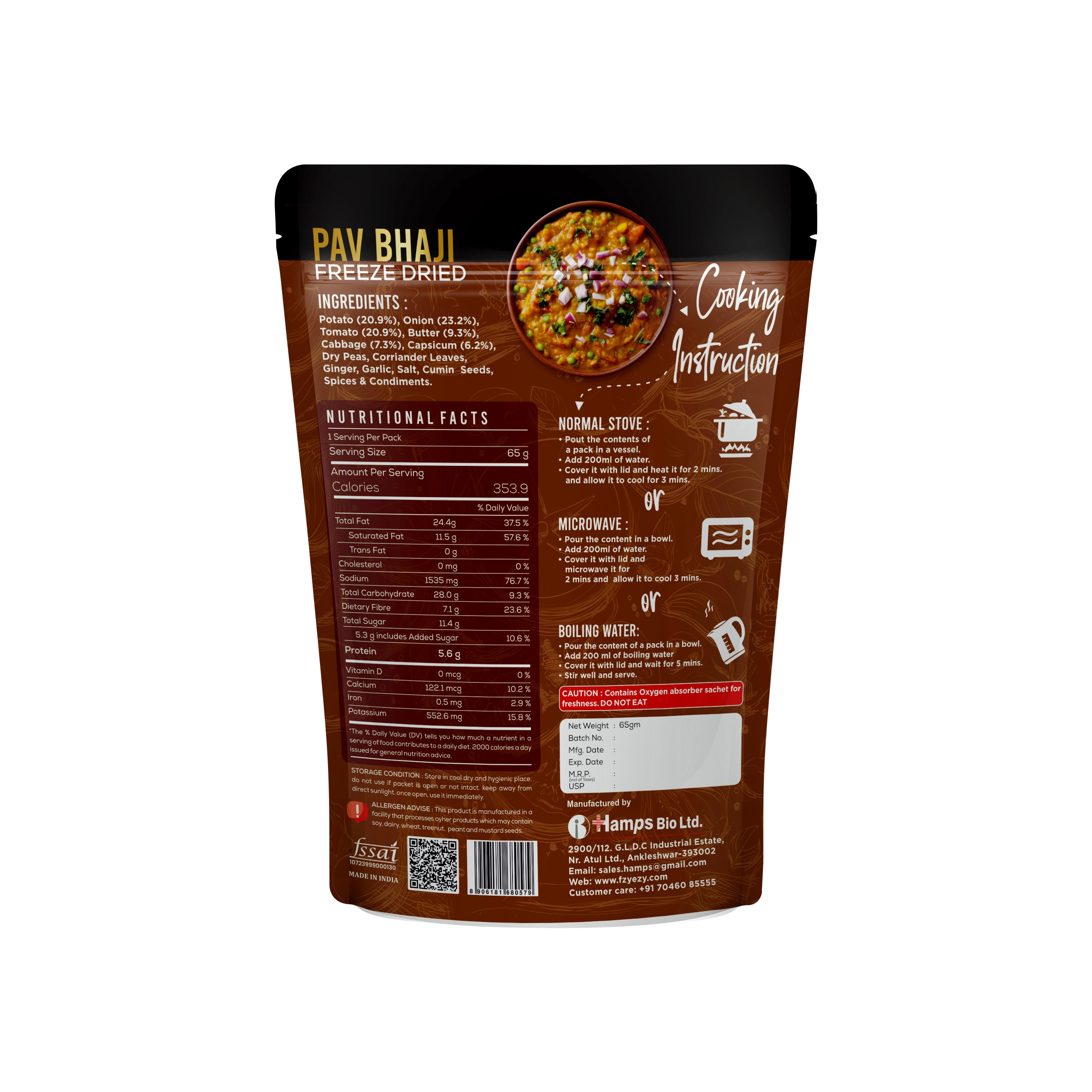 Freeze Dried Pav Bhaji